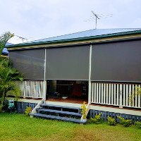 Outside view of crank clipdown blinds, designed to add privacy & and provide protection from the harsh afternoon sun.